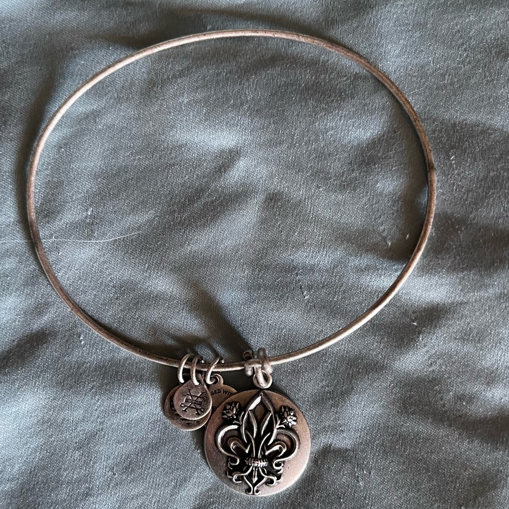 Alex & Ani silver fleur de lis bracelet.